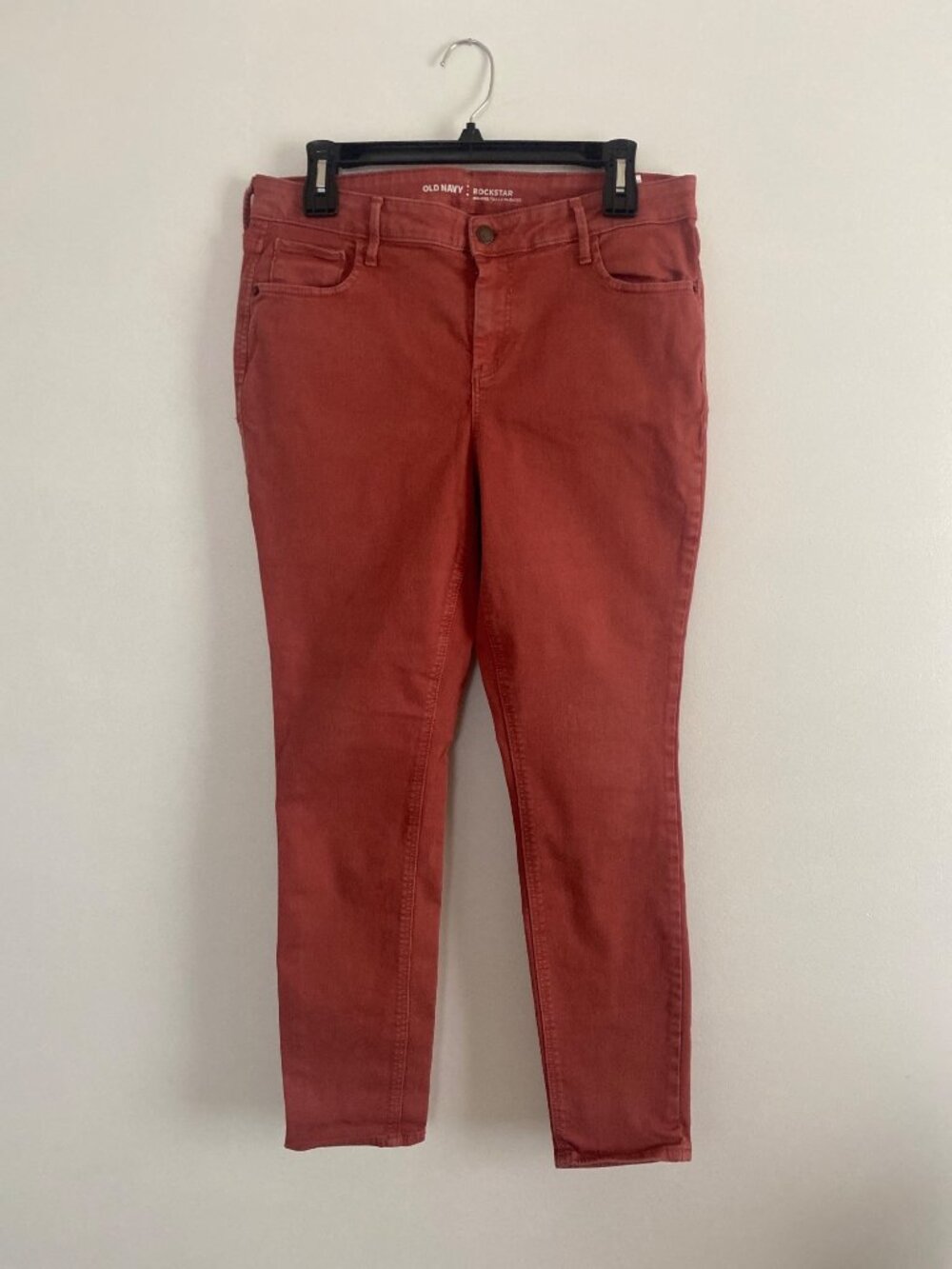 Old Navy Rockstar Mid-Rise Super Skinny Jeans Women's Size 14 Rust Red